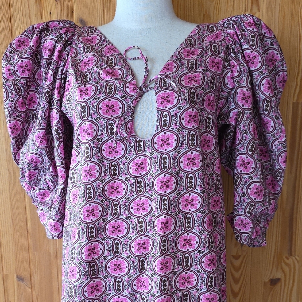 NWT RHODE RARE FELIX POPLIN MINI DRESS IN PINK FLORAL CHAIN PRINT SIZE S - Picture 2 of 7